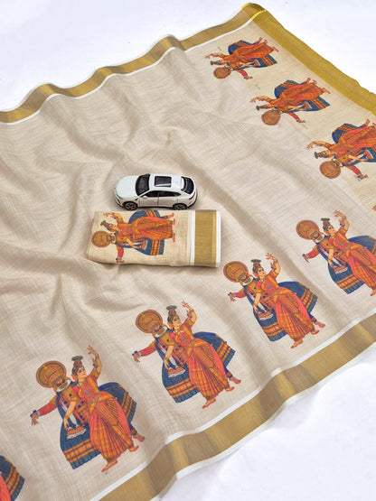 Onam Linen Slub Cotton Saree Collection – ₹950