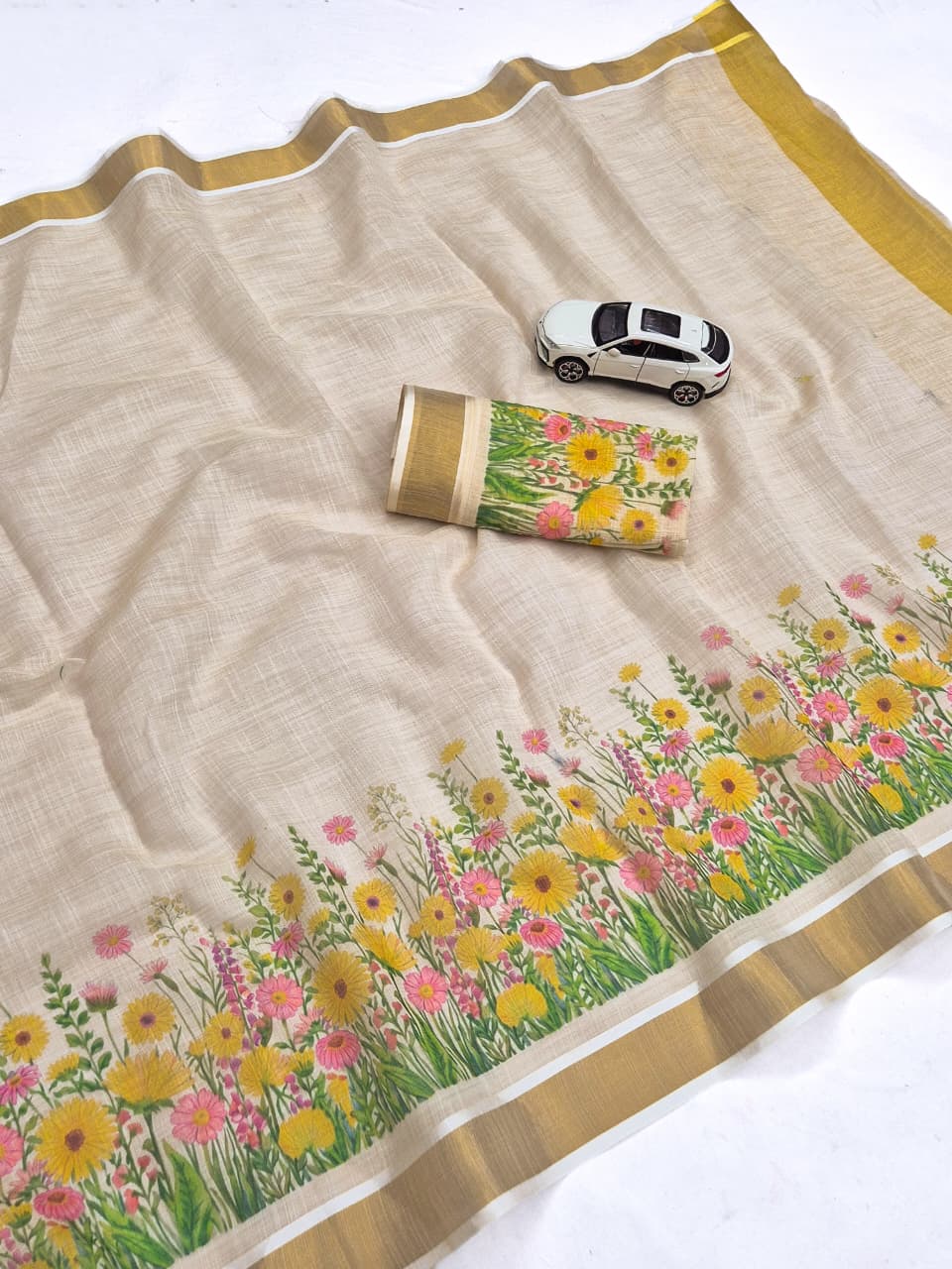 Onam Linen Slub Cotton Saree Collection – ₹950
