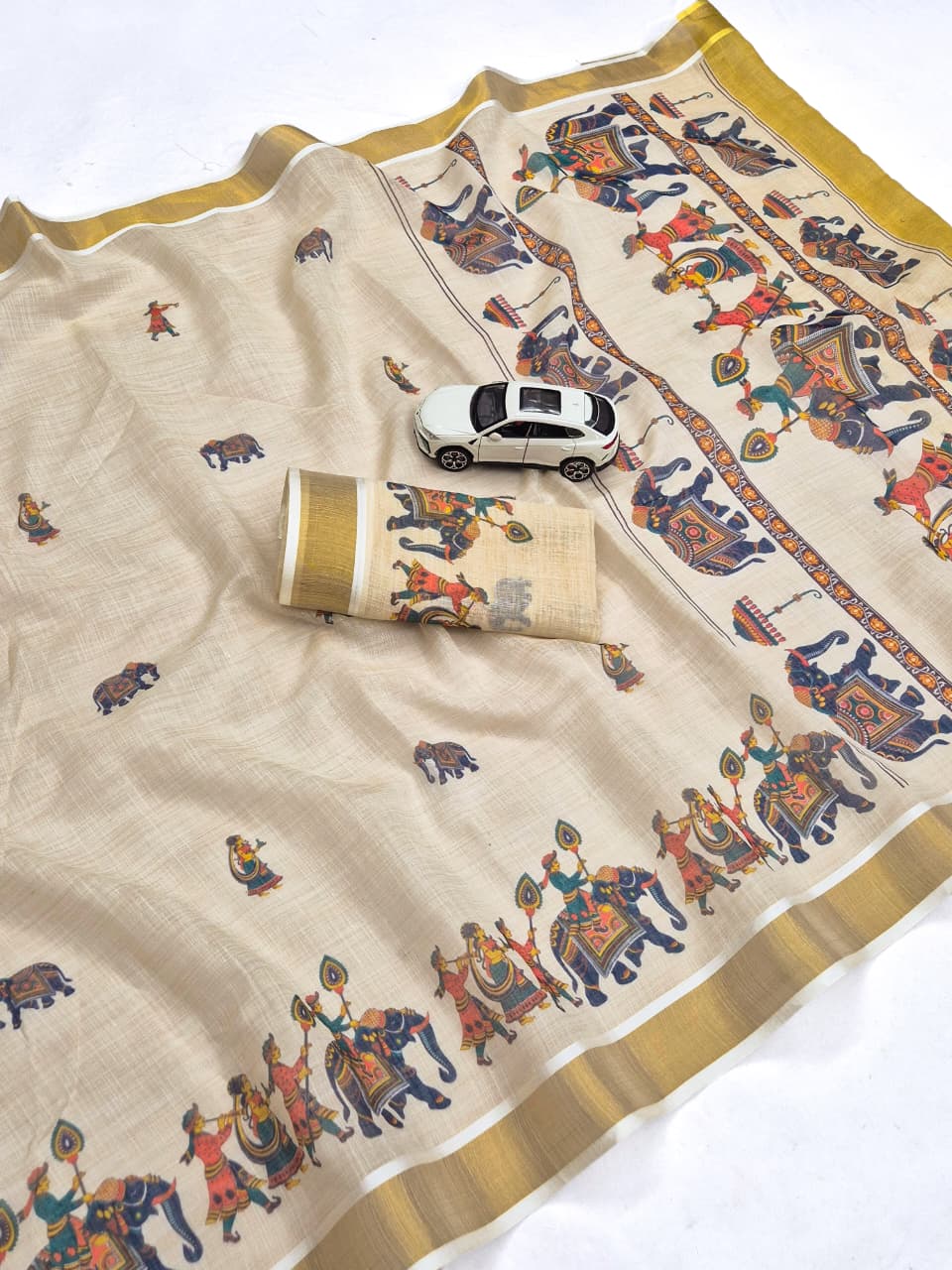 Onam Linen Slub Cotton Saree Collection – ₹950