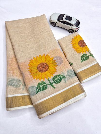 Onam Linen Slub Cotton Saree Collection – ₹950
