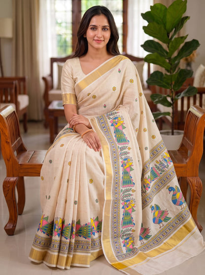 Onam Linen Slub Cotton Saree Collection – ₹950