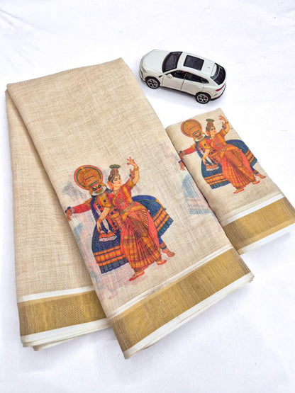 Onam Linen Slub Cotton Saree Collection – ₹950