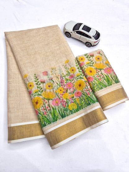 Onam Linen Slub Cotton Saree Collection – ₹950