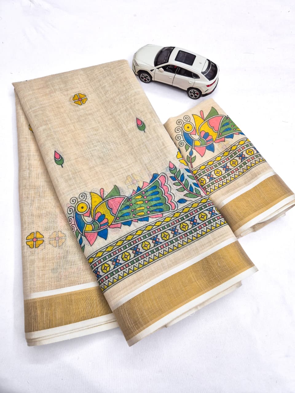 Onam Linen Slub Cotton Saree Collection – ₹950