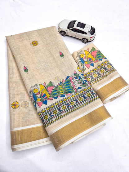 Onam Linen Slub Cotton Saree Collection – ₹950