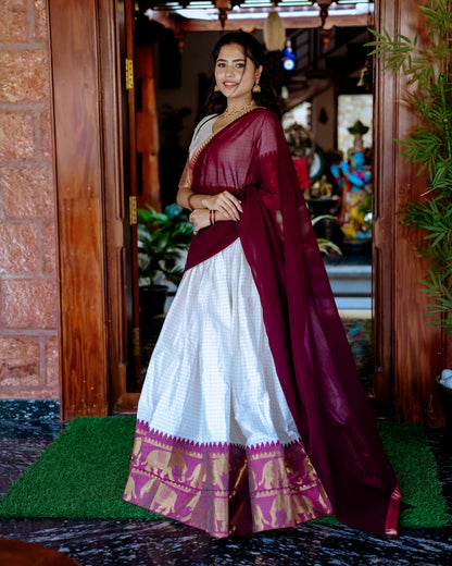 Jacquard Cotton Silk Readymade Dhavani / Half Saree Collection – ₹1399