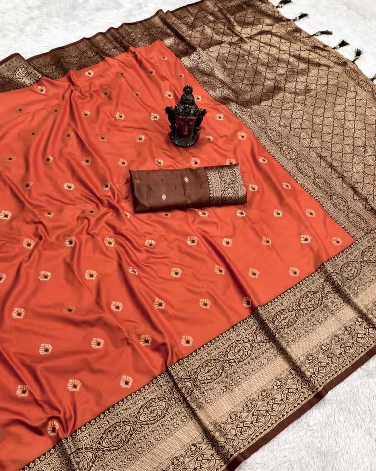 Semi Banarasi Silk Weaving Saree with Jacquard Zari Weaving Borders – ₹1299