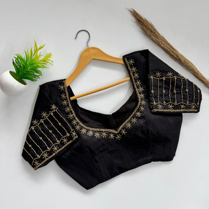 Soft Silk Handcrafted Beadwork Readymade Blouse – ₹1199