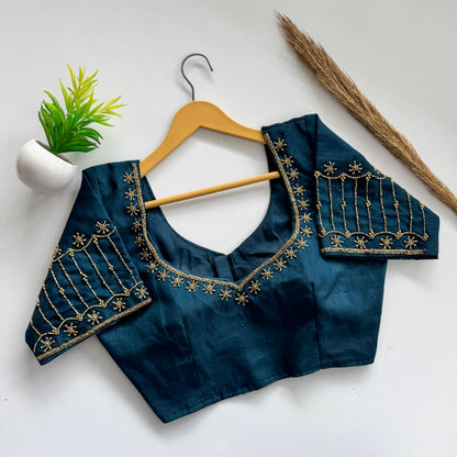 Soft Silk Handcrafted Beadwork Readymade Blouse – ₹1199