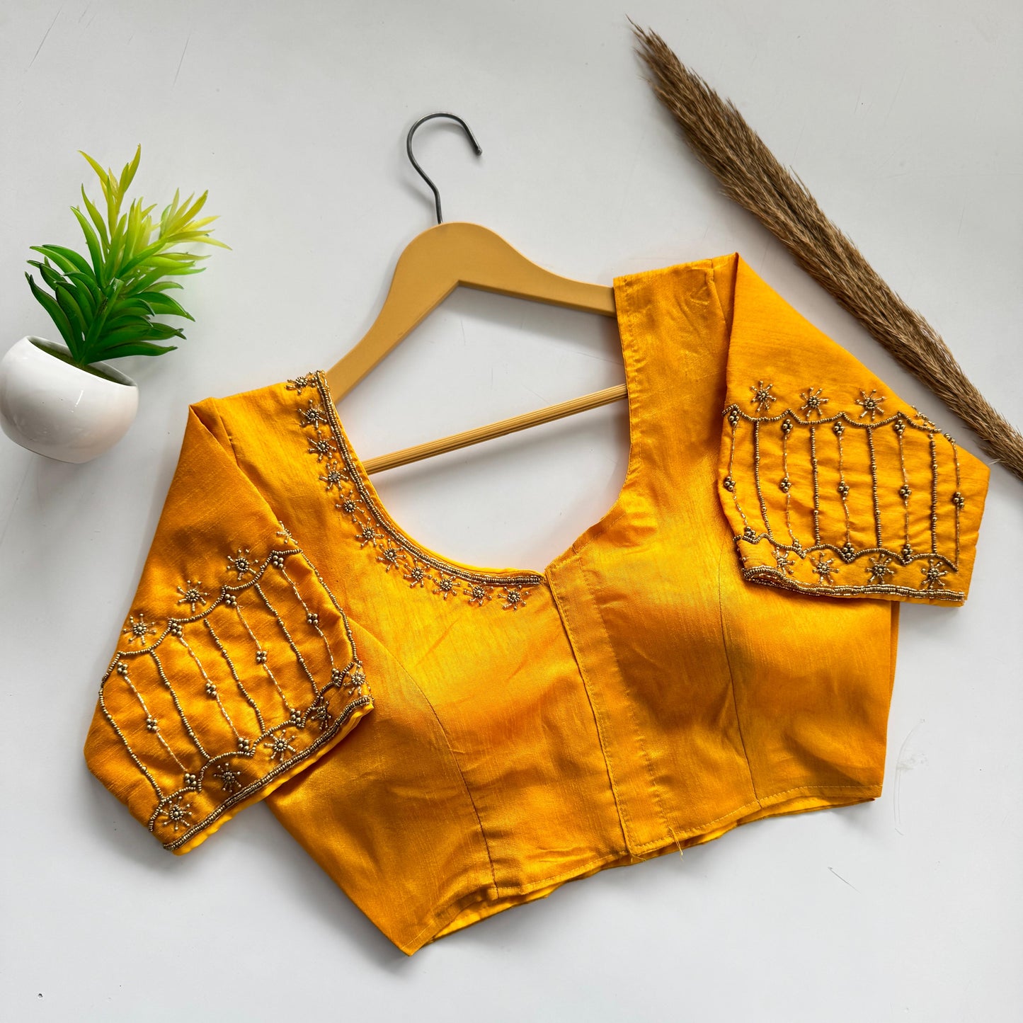 Soft Silk Handcrafted Beadwork Readymade Blouse – ₹1199