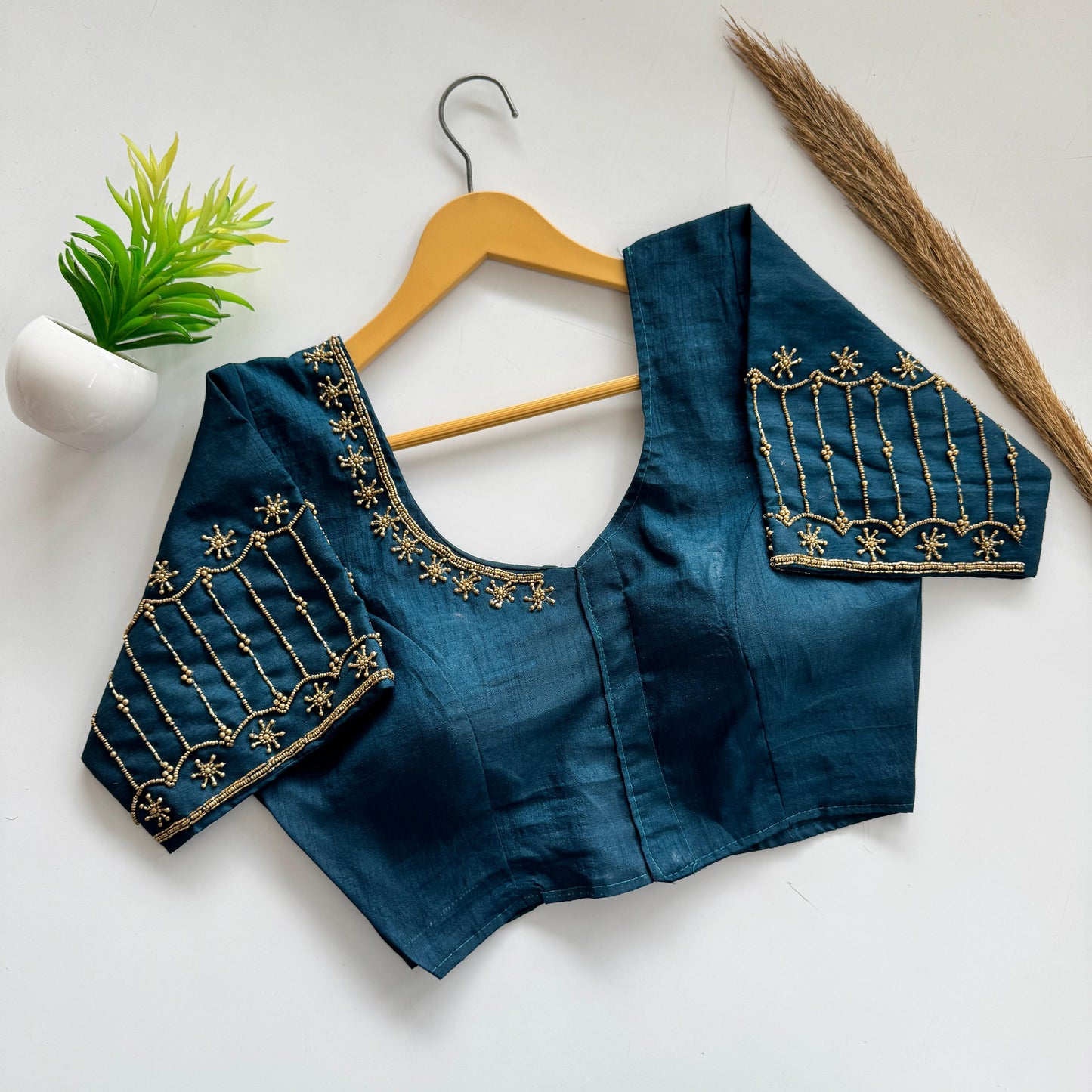 Soft Silk Handcrafted Beadwork Readymade Blouse – ₹1199