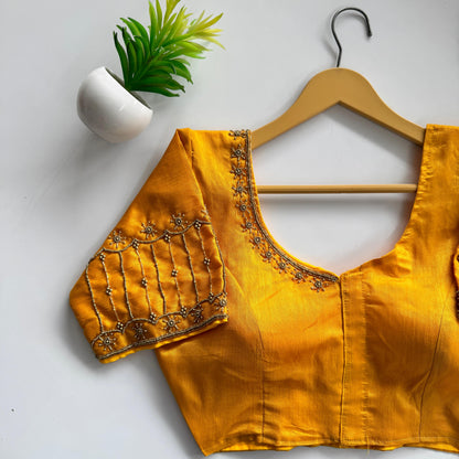 Soft Silk Handcrafted Beadwork Readymade Blouse – ₹1199