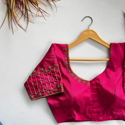 Soft Silk Handcrafted Beadwork Readymade Blouse – ₹1199