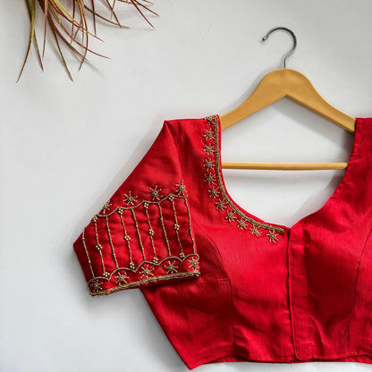 Soft Silk Handcrafted Beadwork Readymade Blouse – ₹1199