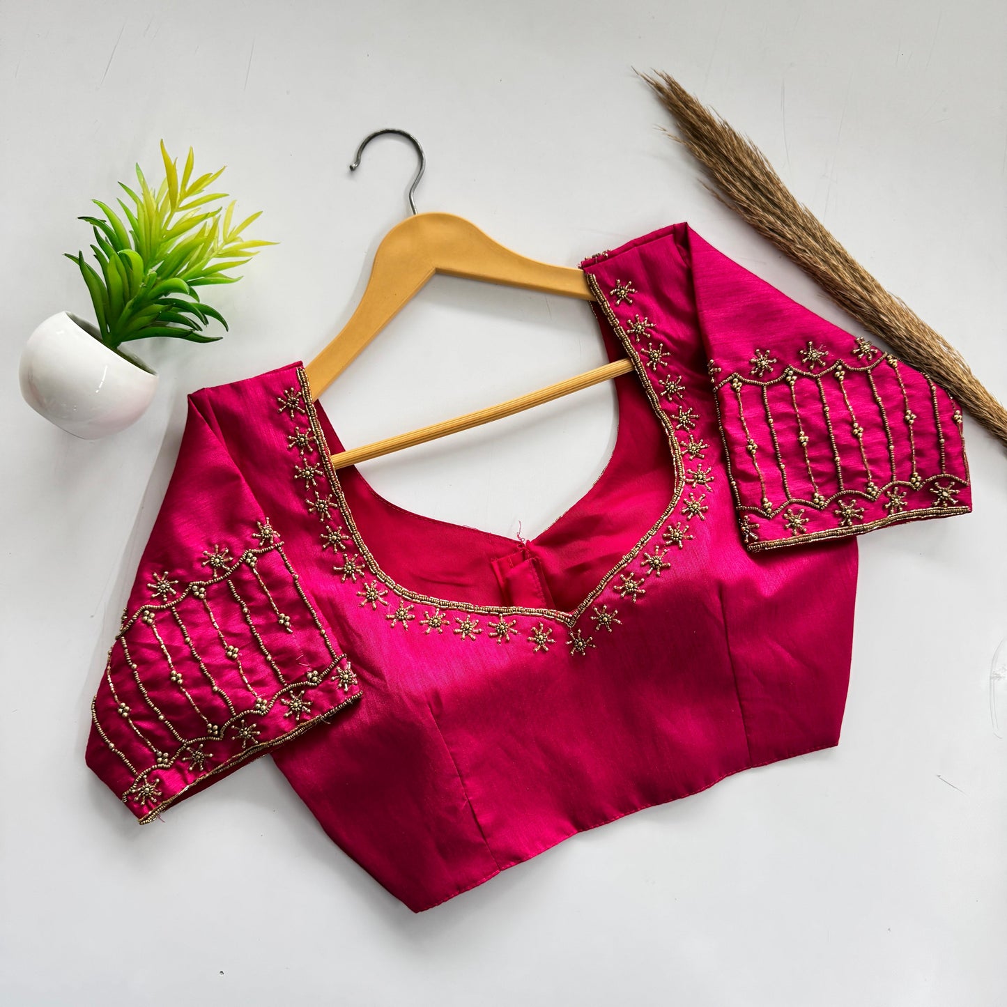 Soft Silk Handcrafted Beadwork Readymade Blouse – ₹1199