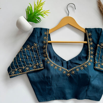 Soft Silk Handcrafted Beadwork Readymade Blouse – ₹1199