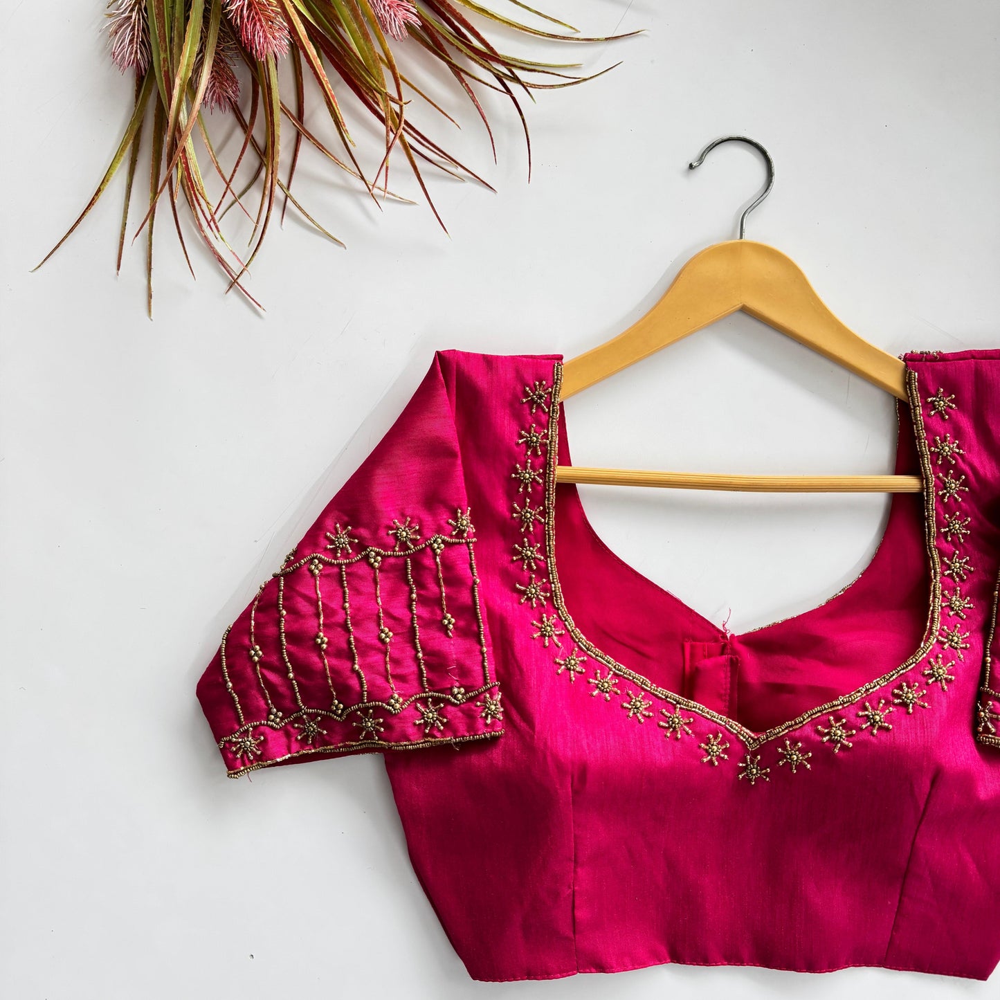 Soft Silk Handcrafted Beadwork Readymade Blouse – ₹1199