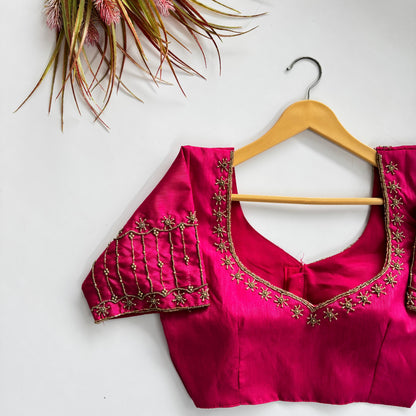 Soft Silk Handcrafted Beadwork Readymade Blouse – ₹1199