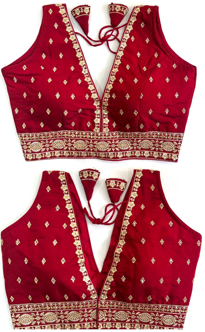 Readymade Front & Back Embroidered Blouse – ₹650