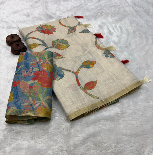 Erode Tissue Silk Saree with Printed Blouse – ₹999