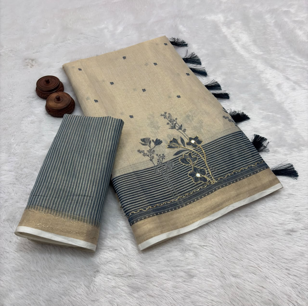 Erode Zari Tissue Silk Saree with Foil Mirror Work & Running Printed Blouse – ₹1099
