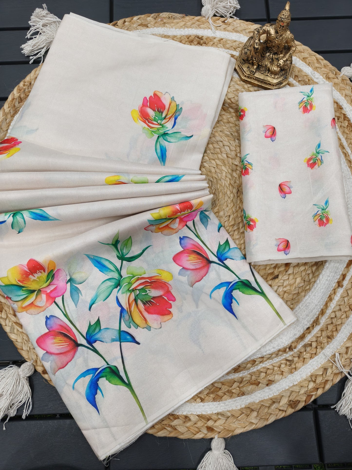 Semi Tussar Silk Floral Saree – ₹999