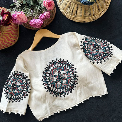 Readymade Appliqué Embroidered & Ajrakh Patch Work Blouse – ₹850