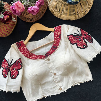 Readymade Appliqué Embroidered & Ajrakh Patch Work Blouse – ₹850