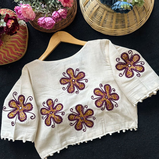 Readymade Appliqué Embroidered & Ajrakh Patch Work Blouse – ₹850