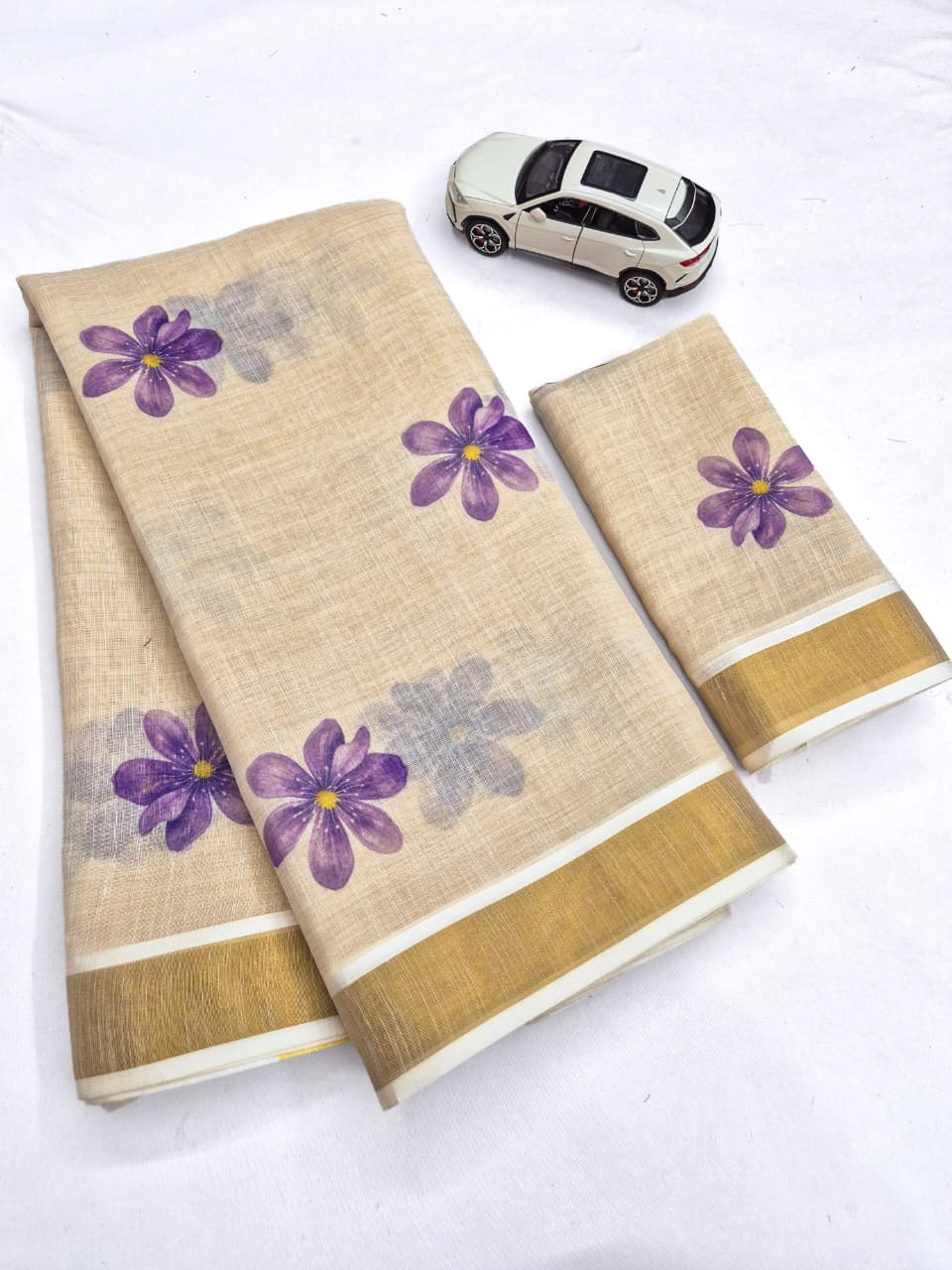 Linen Slub Cotton Floral Saree – ₹999