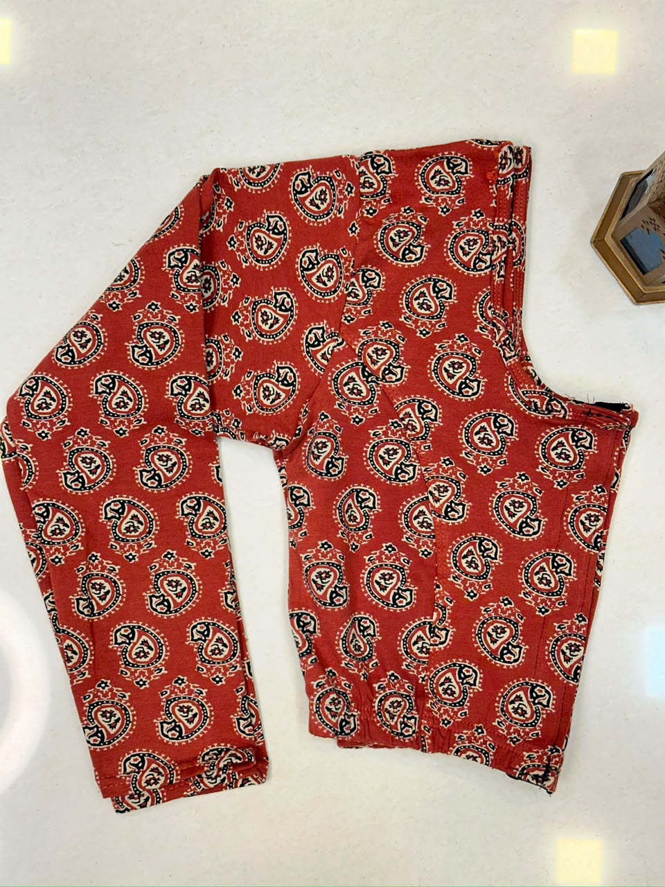 5501 - Elastic Long Sleeve Stretchable Ajrakh Blouse – ₹499