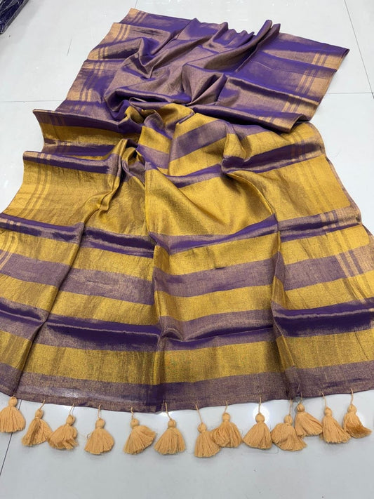 Mul Tissue Golden Zari Saree – ₹1199
