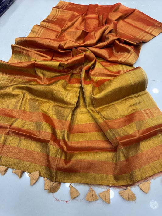 Mul Tissue Golden Zari Saree – ₹1199