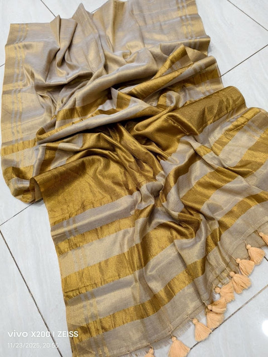Mul Tissue Golden Zari Saree – ₹1199