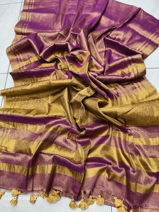 Mul Tissue Golden Zari Saree – ₹1199