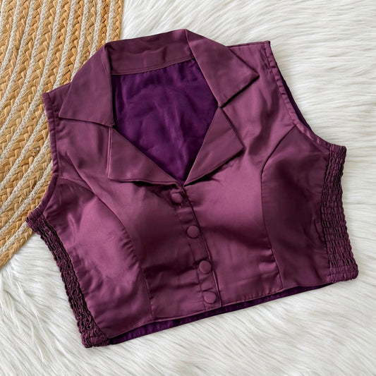 Side Elastic Stretchable Collar Neck Padded Blouse – ₹699