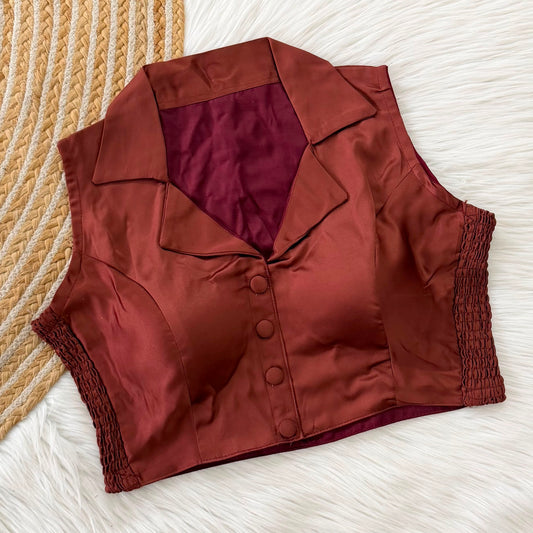 Side Elastic Stretchable Collar Neck Padded Blouse – ₹699