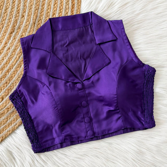 Side Elastic Stretchable Collar Neck Padded Blouse – ₹699