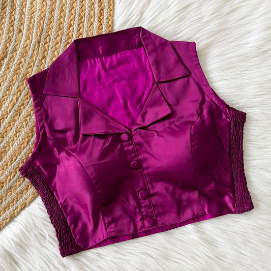 Side Elastic Stretchable Collar Neck Padded Blouse – ₹699