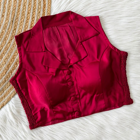 Side Elastic Stretchable Collar Neck Padded Blouse – ₹699