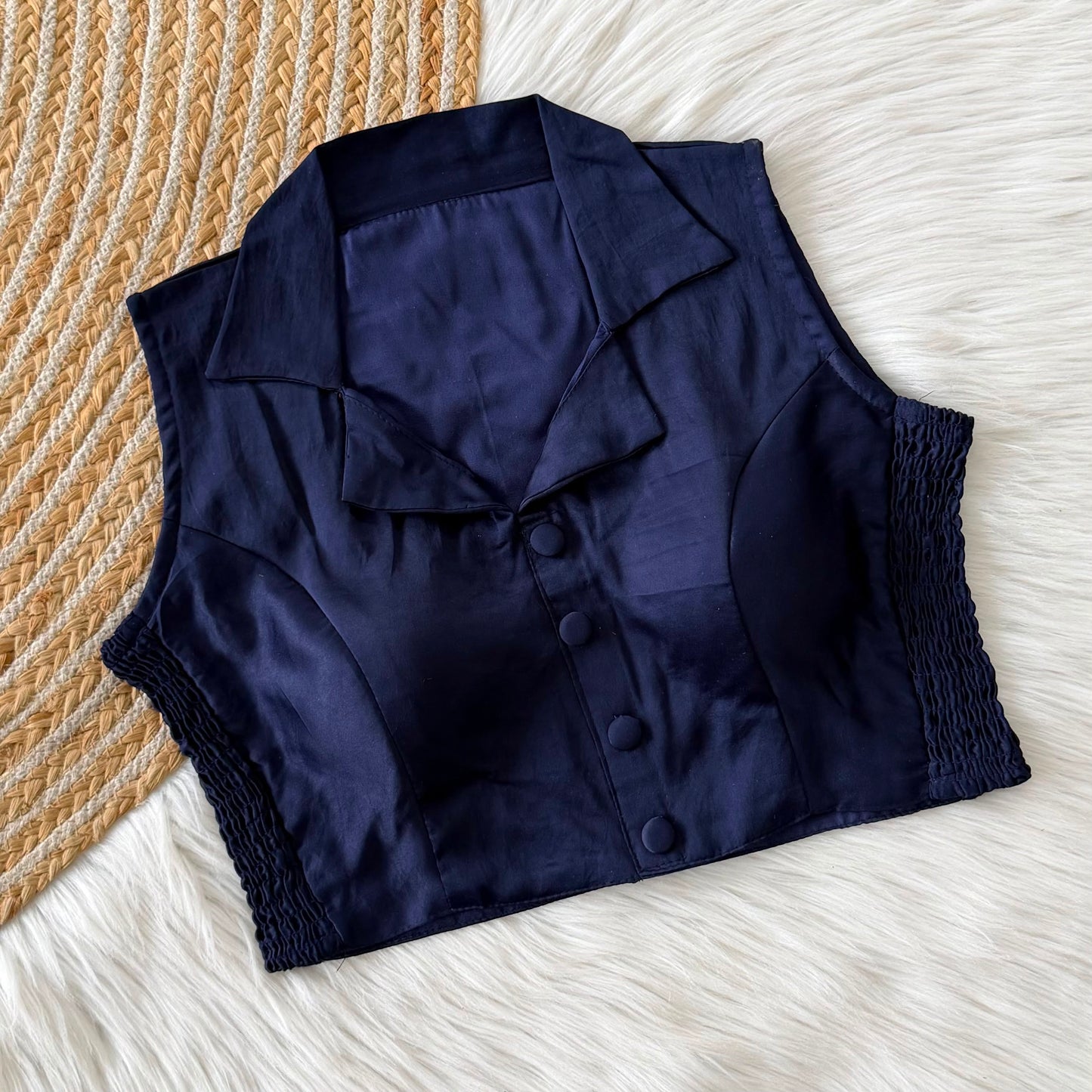 Side Elastic Stretchable Collar Neck Padded Blouse – ₹699