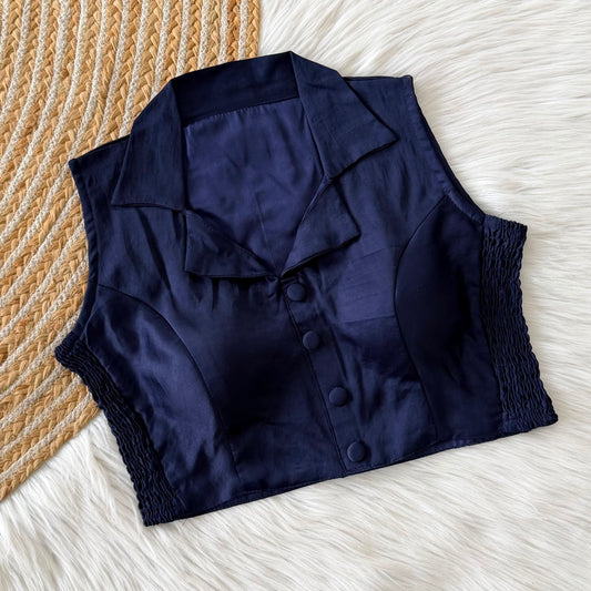Side Elastic Stretchable Collar Neck Padded Blouse – ₹699