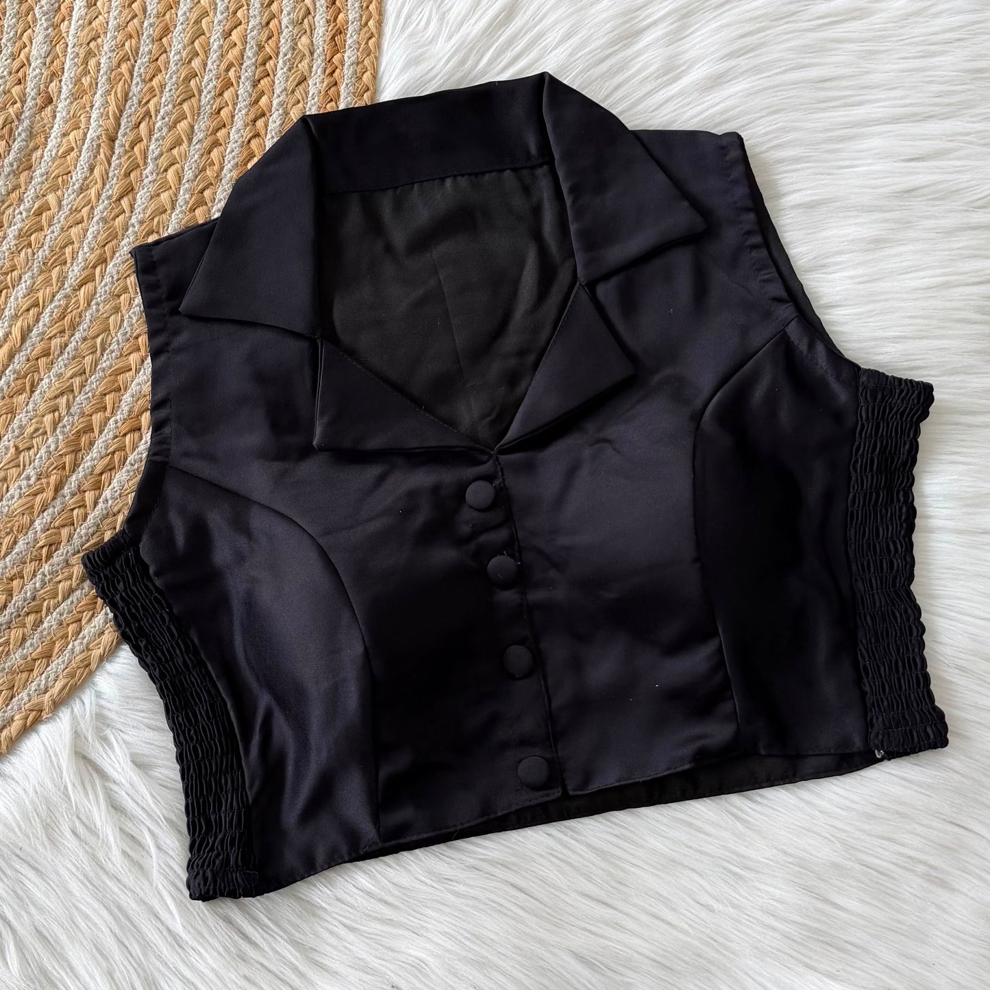 Side Elastic Stretchable Collar Neck Padded Blouse – ₹699