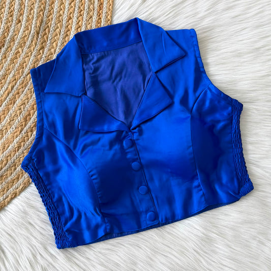 Side Elastic Stretchable Collar Neck Padded Blouse – ₹699