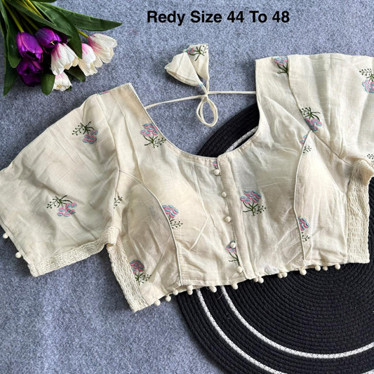 Plus Size Khadi Cotton Embroidered Readymade Blouse