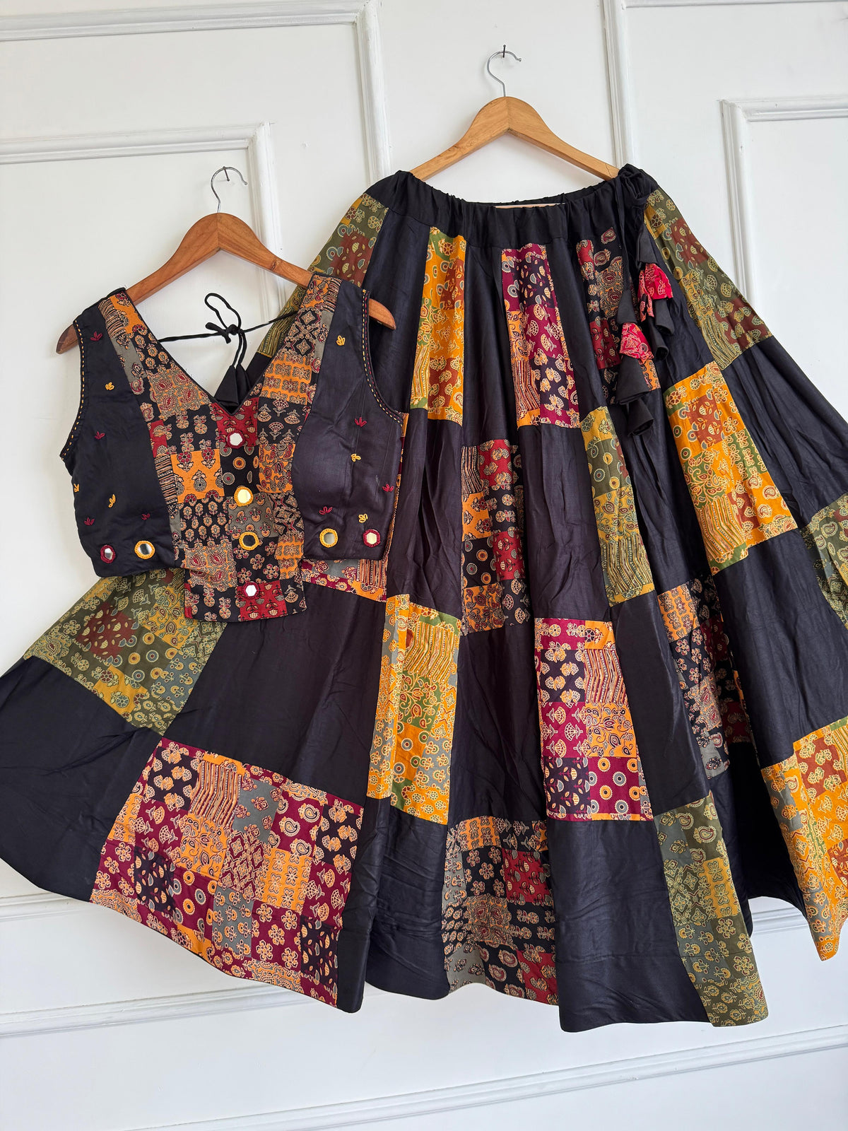 Navaratri Special Ajrakh Cotton Mirror Work Chaniya Choli