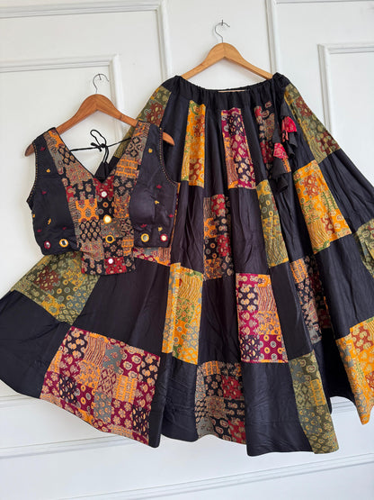 Navaratri Special Ajrakh Cotton Mirror Work Chaniya Choli
