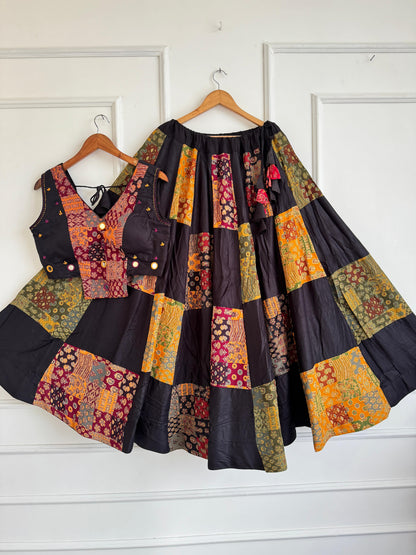 Navaratri Special Ajrakh Cotton Mirror Work Chaniya Choli
