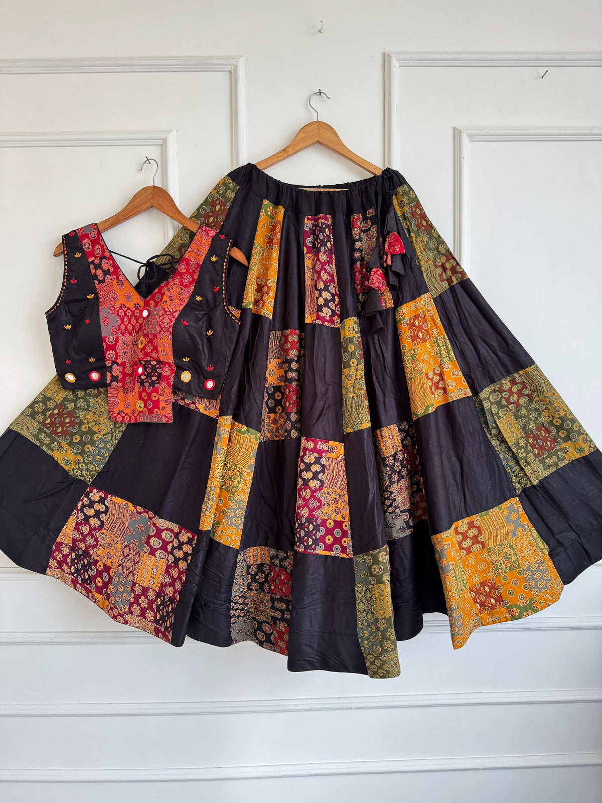 Navaratri Special Ajrakh Cotton Mirror Work Chaniya Choli