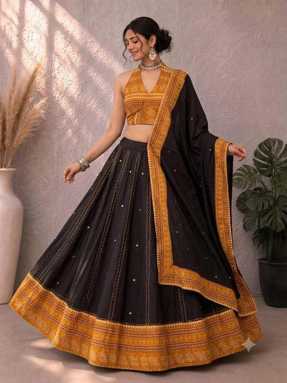 Navaratri Special Ajrakh Cotton Mirror Work Chaniya Choli